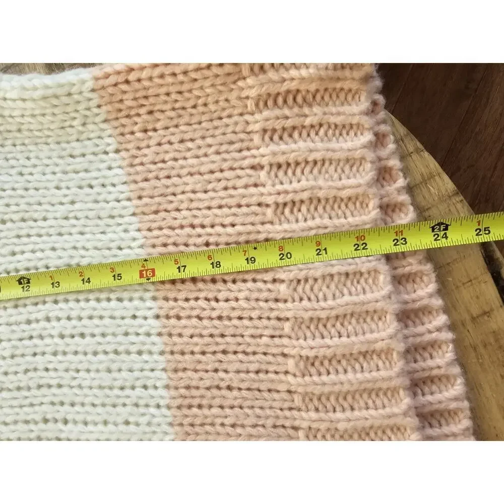 Reiss Hettie Chunky Knit Roll Neck Color Block Wool Blend Sweater L EUC - Picture 10 of 10